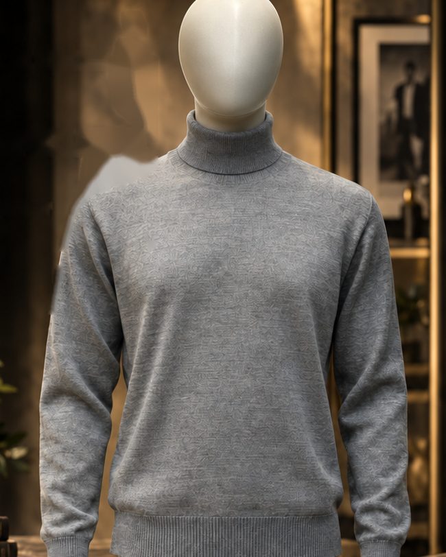 Grauer Herren-Rollkragenpullover